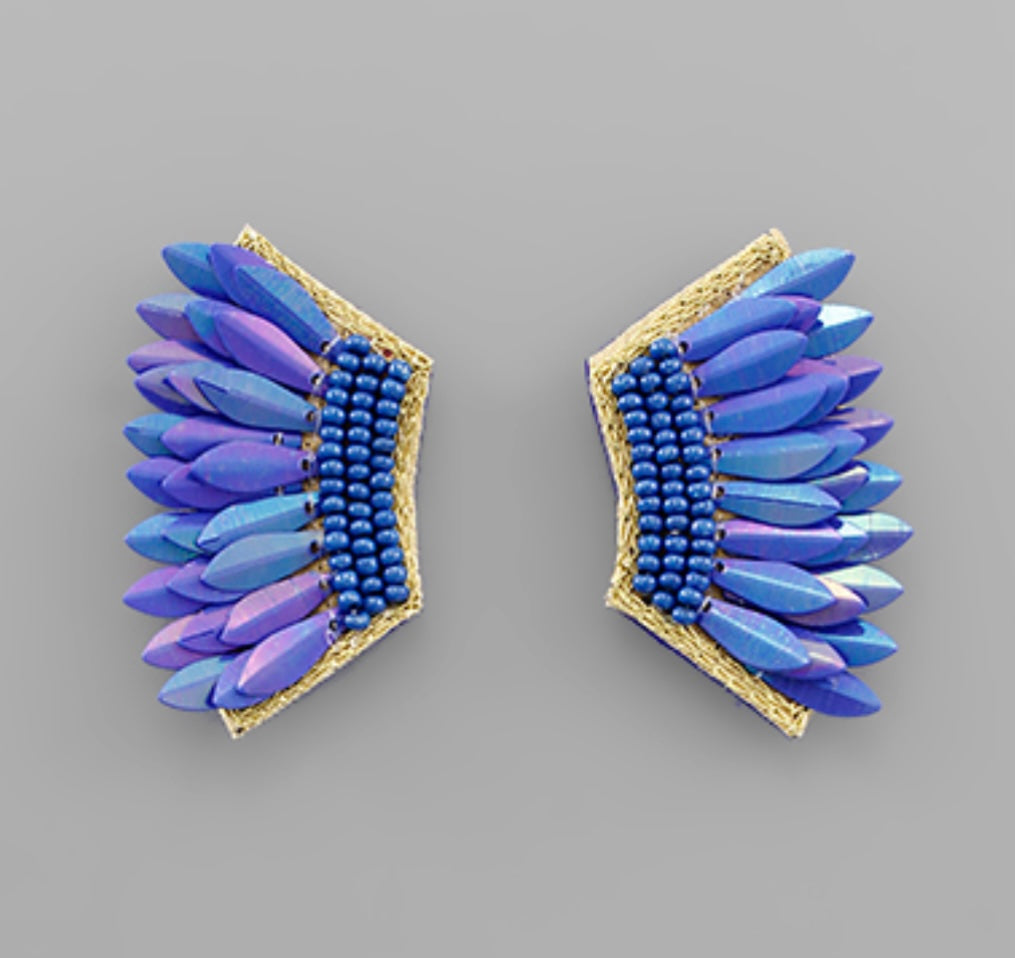 Angel Wing Earrings - Blue