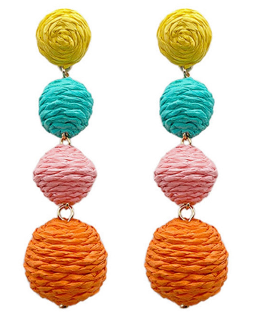 Colorful Raffia Earrings