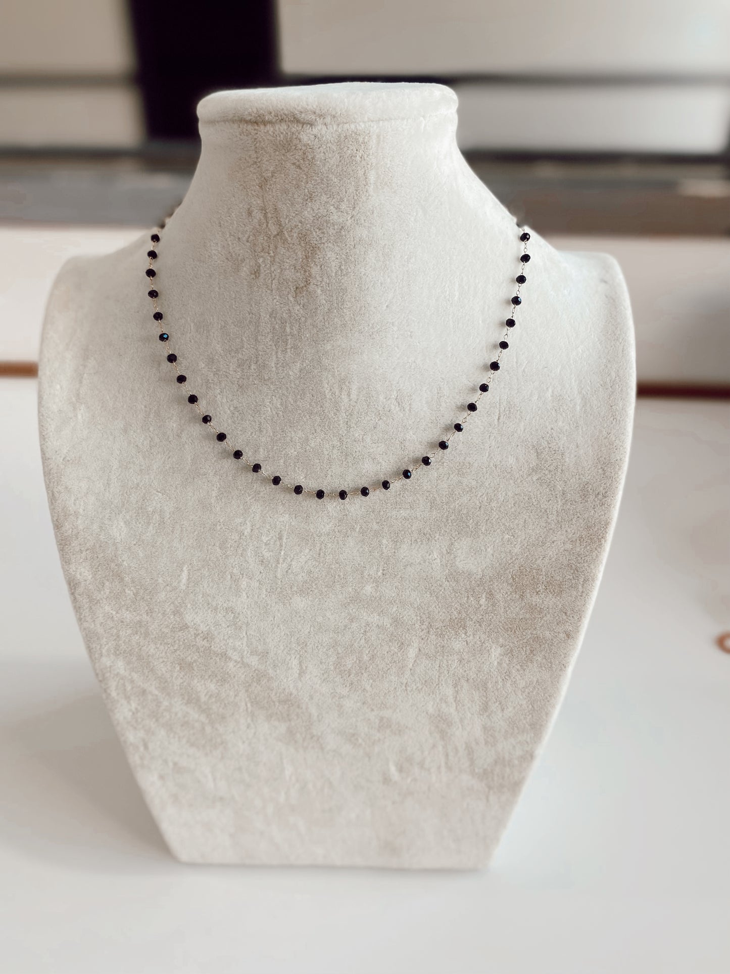 Glass Bead Necklace - Black