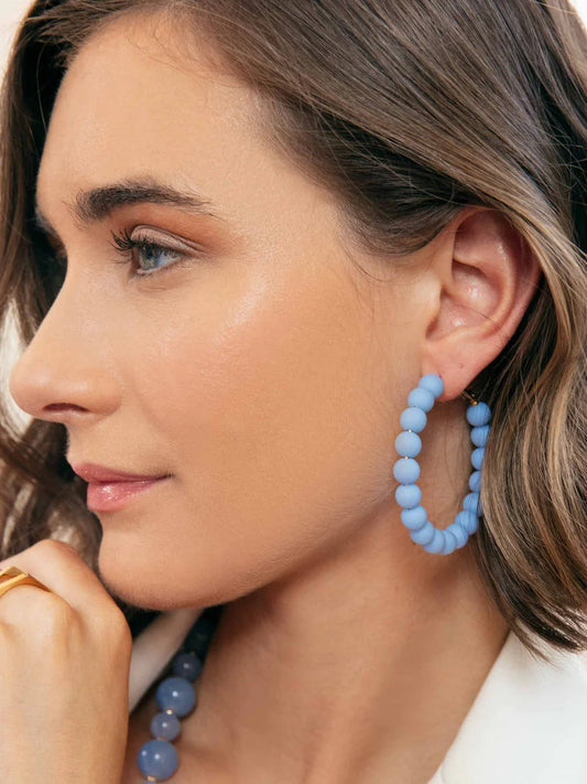 Chunky Matte Beaded Hoop Earrings