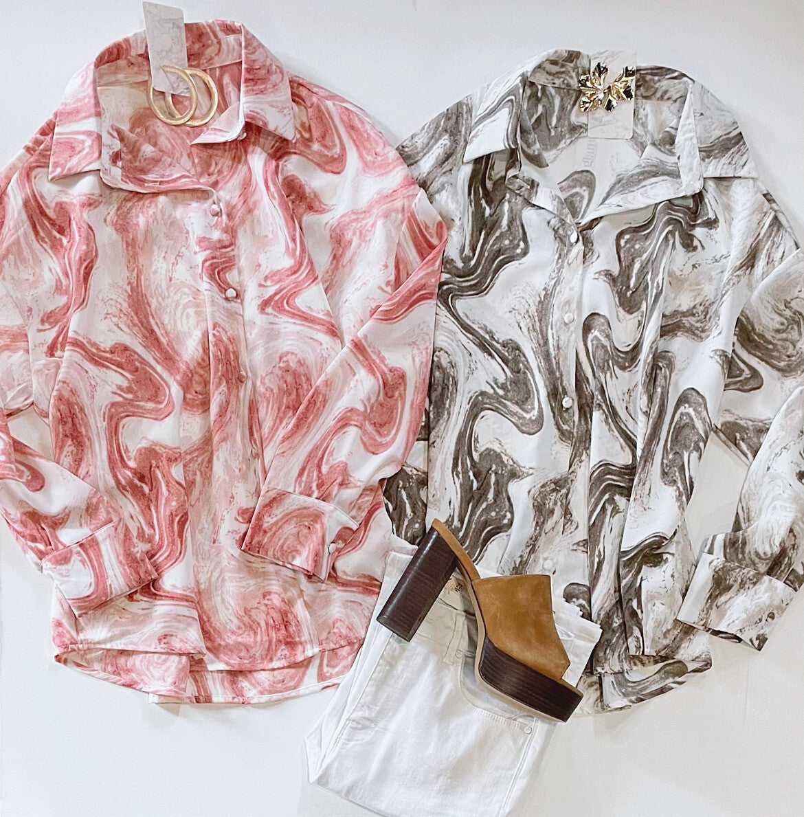 Pink Marble Buttondown