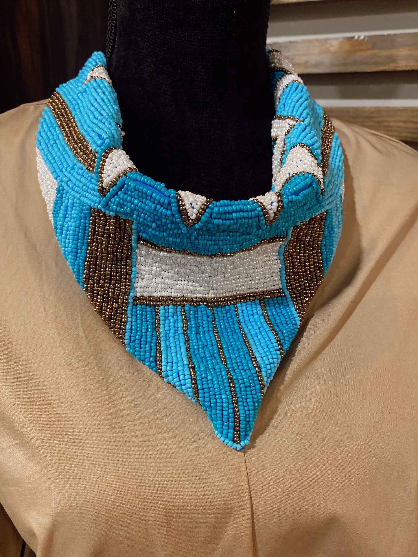 Beaded Pattern Scarf Necklace