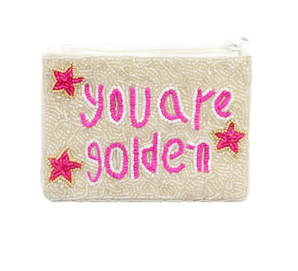 So Golden Beaded Pouch