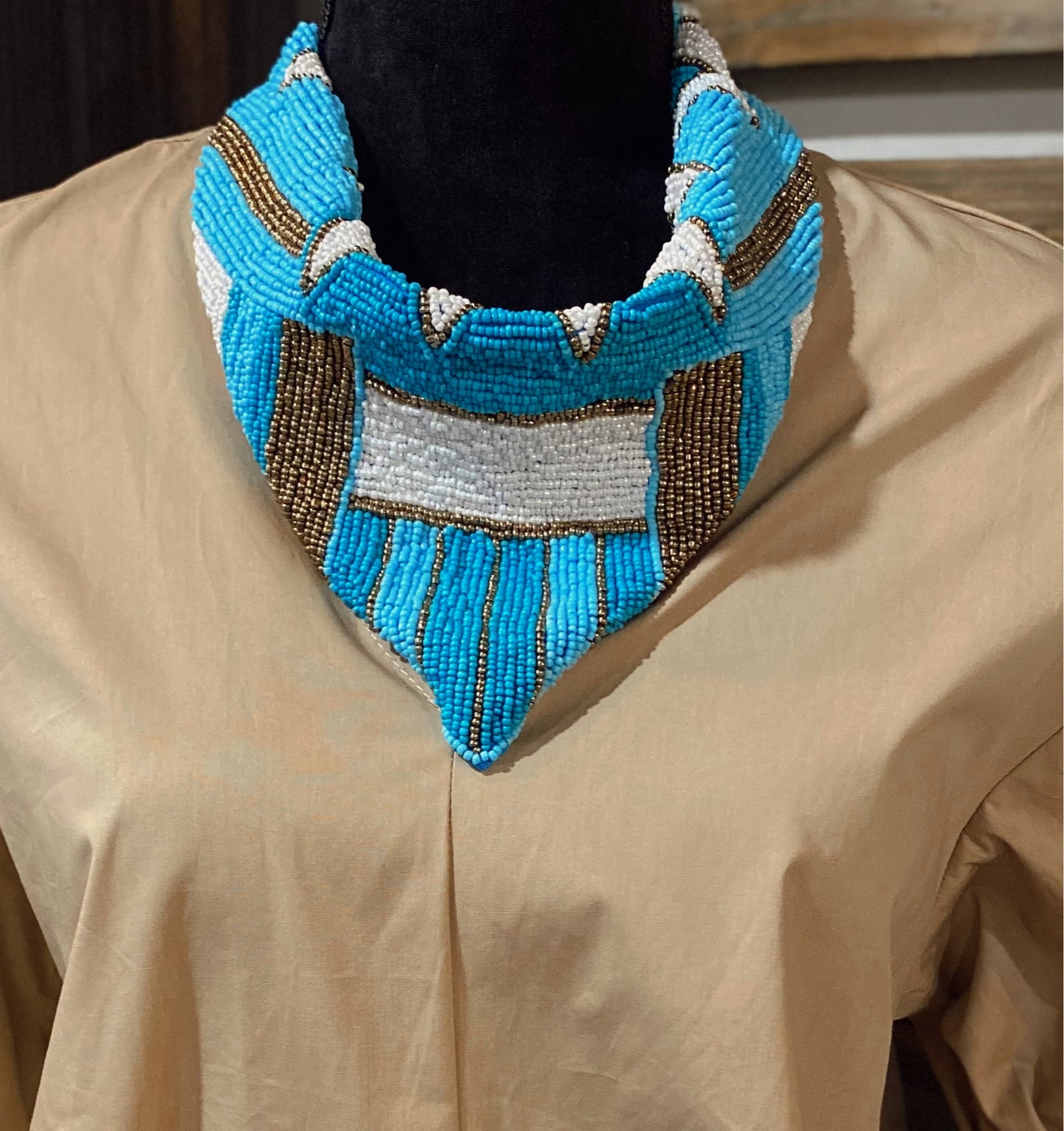 Beaded Pattern Scarf Necklace