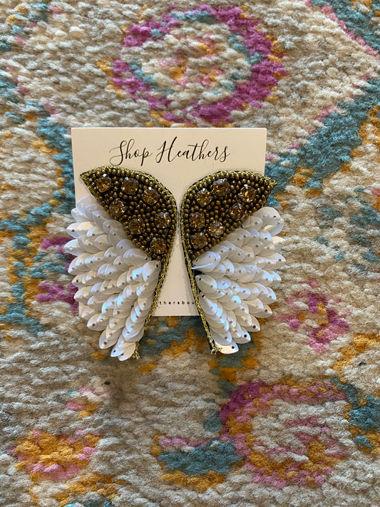 Beaded Angel Wing Earrings