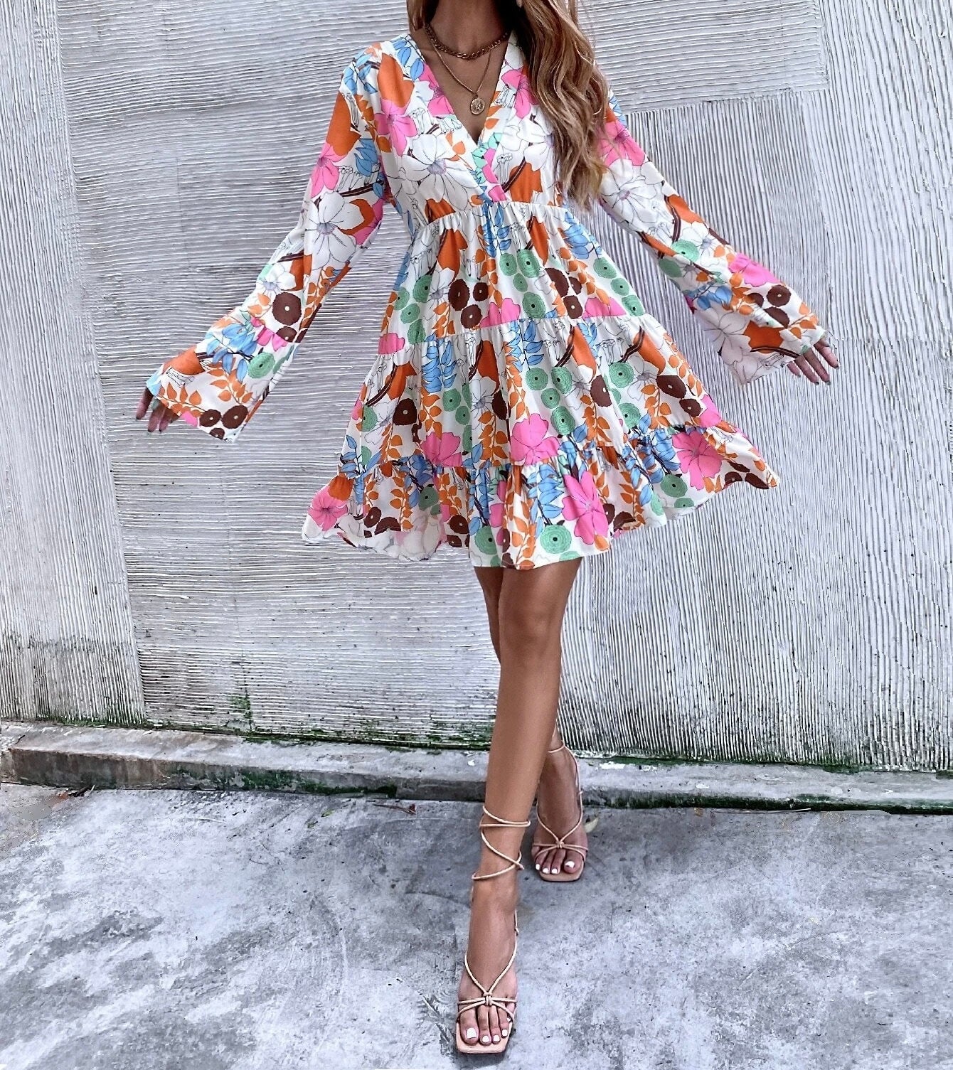 Floral Tiered Mini Dress