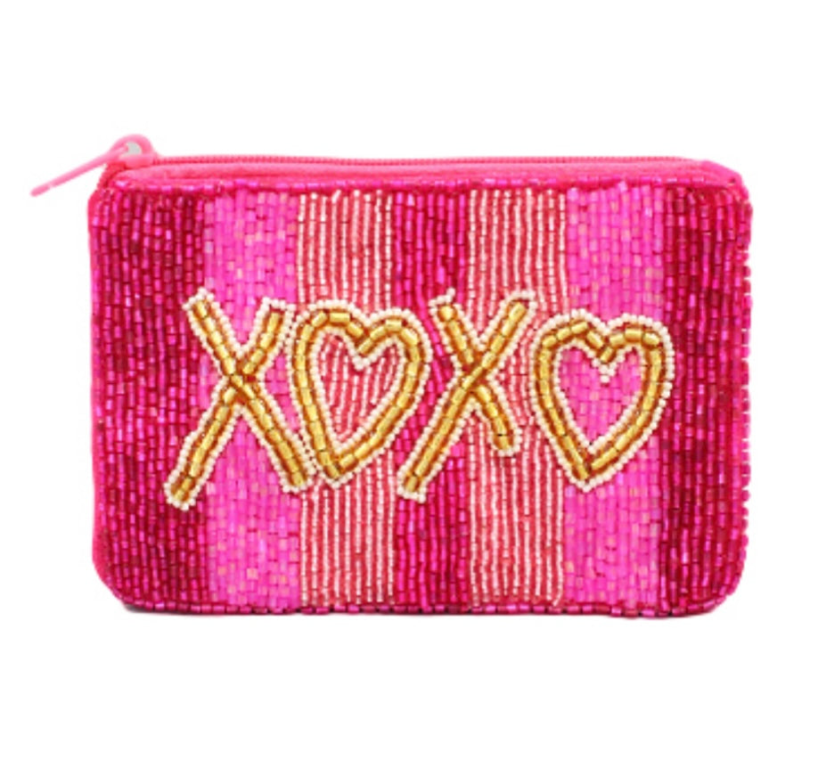 XOXO Beaded Pouch