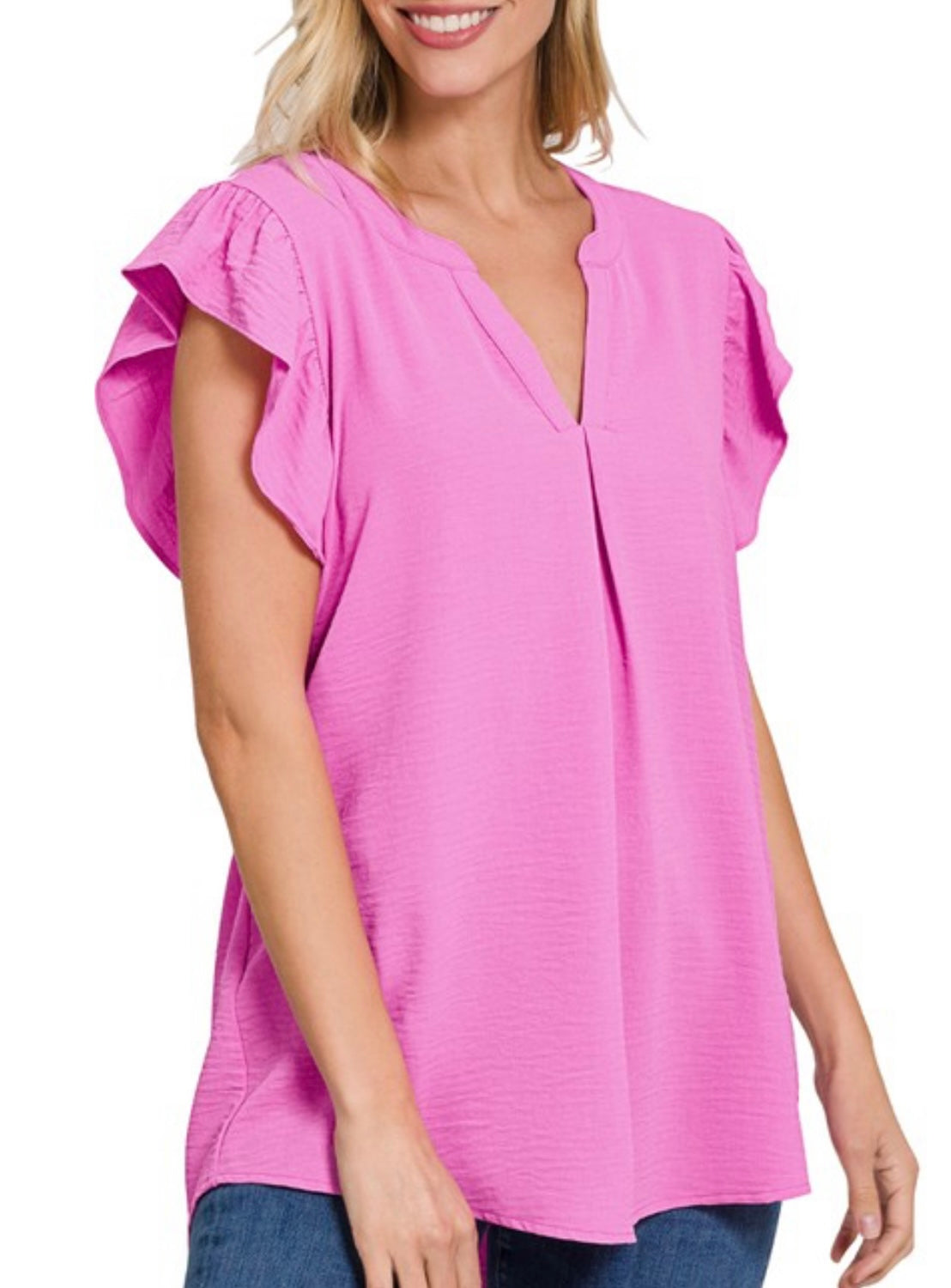 Woven Flutter Top - Pink