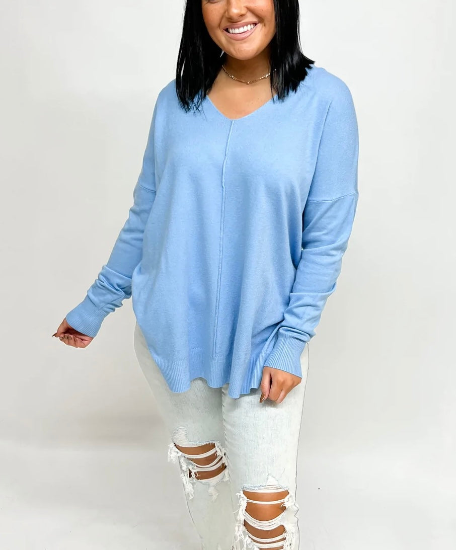 Spring Blue Sweater Top