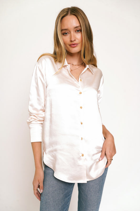 Madeline Satin Button Up