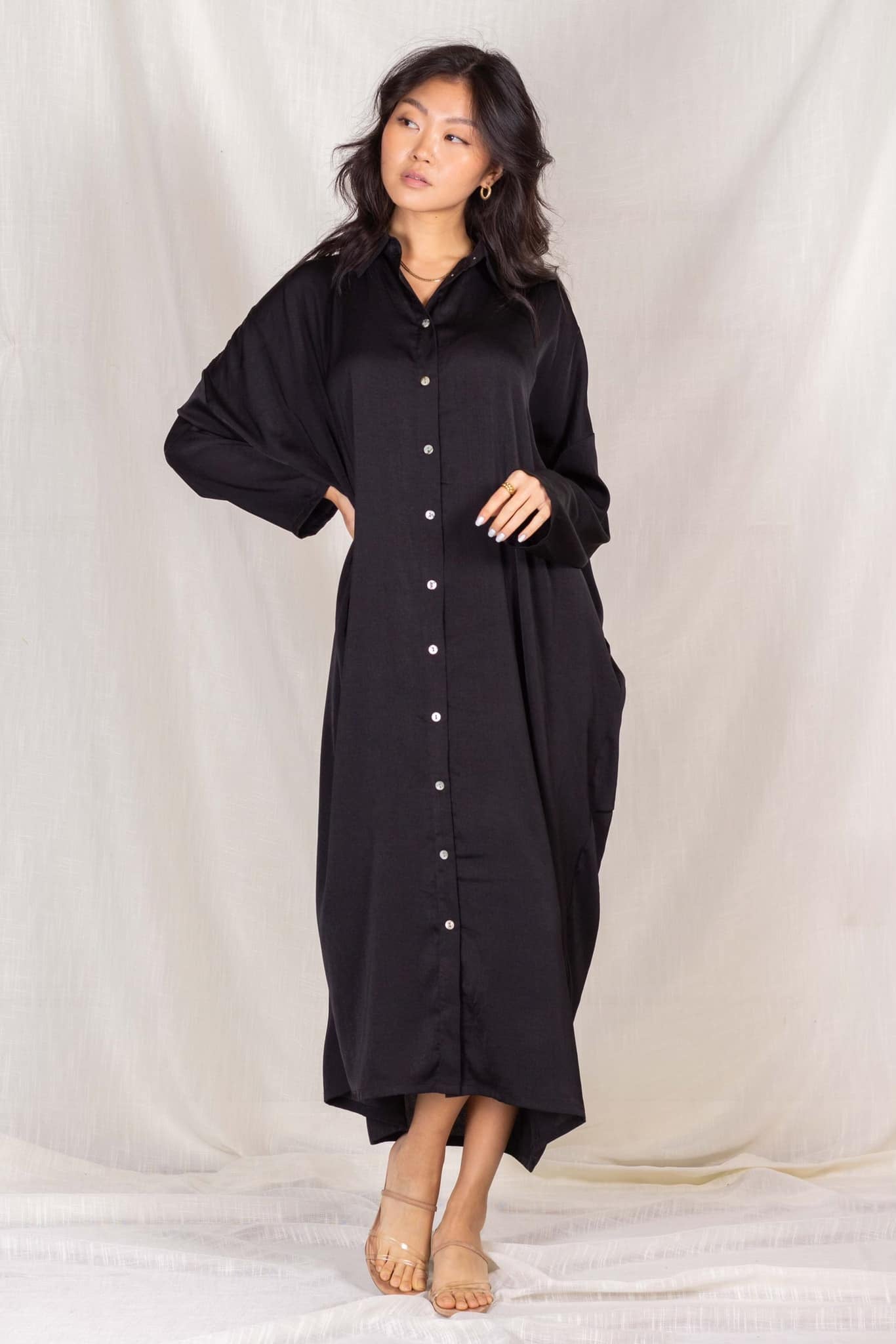 Satin Shirt Dress